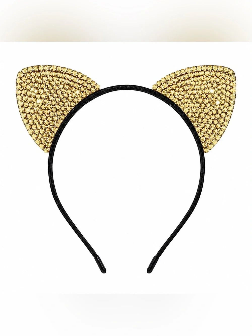 Gold Crystal Diamond Rhinestone Crystal Cat Ears Headband New